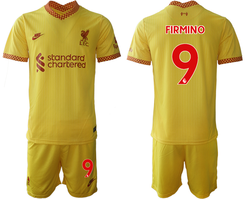 Men 2021-2022 Club Liverpool Second away yellow #9 Soccer Jersey